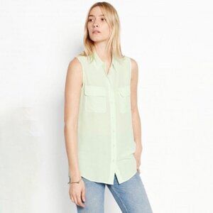 Equipment Sleeveless Slim Signature Silk Top White Jade Size Small NEW NWT